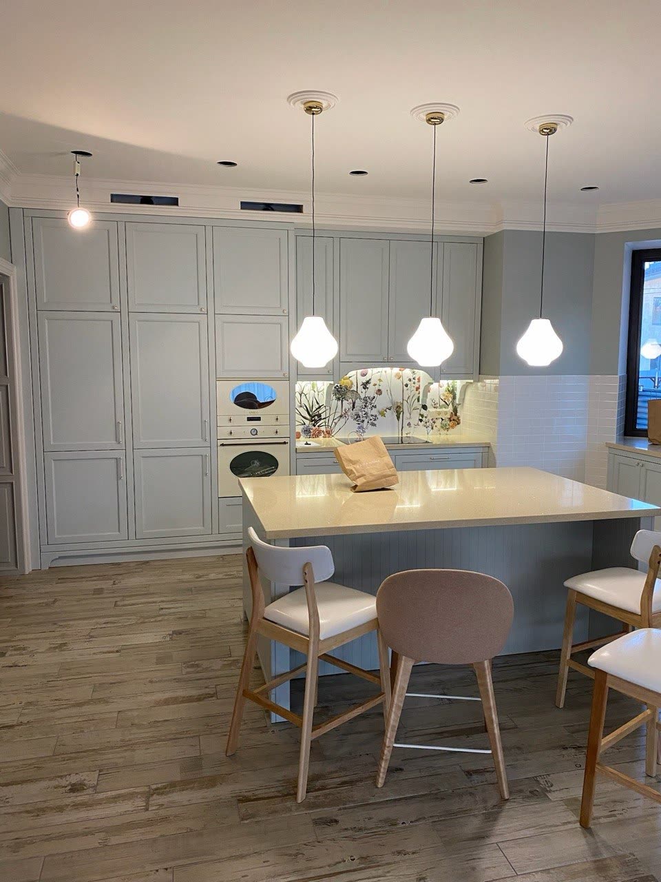 Kitchen with island · painted shaker fronts