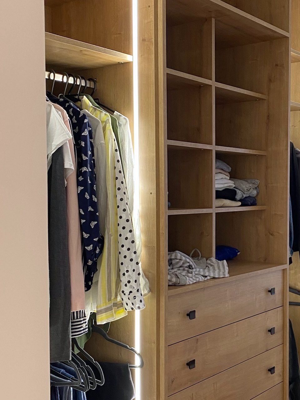 Walk-in closet with LED lighting